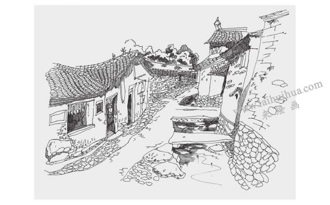 古镇小巷风景速写