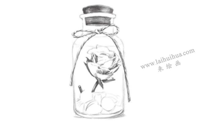 许愿瓶素描画法步骤06
