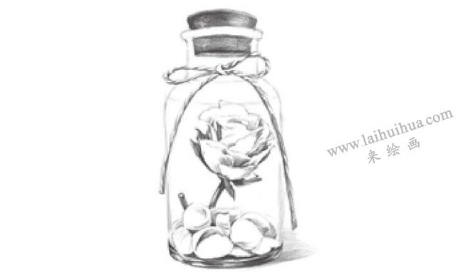 许愿瓶素描画法步骤07
