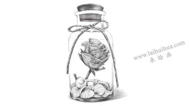 许愿瓶素描画法步骤09