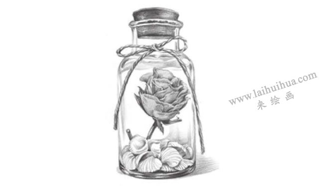许愿瓶素描画法步骤10
