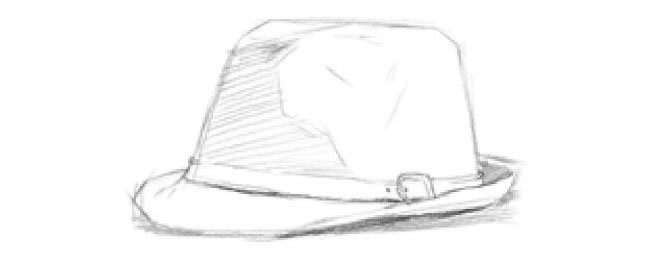 时尚的帽子素描画法步骤03