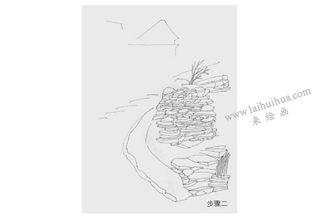 石板村风景速写作画步骤02