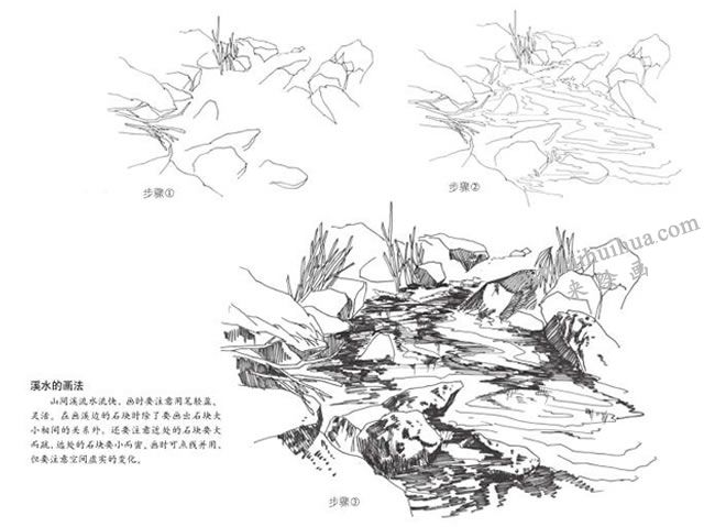 溪水是速写画法