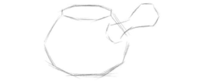 茶壶素描画法步骤01