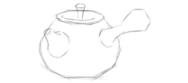 茶壶素描画法步骤02