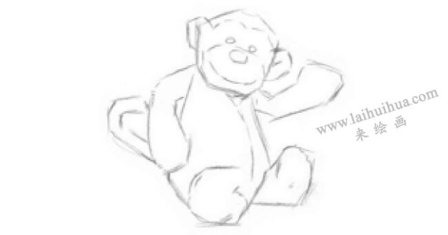 小猴子毛绒玩具素描画法步骤02