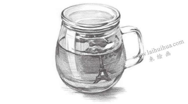 玻璃杯素描画法步骤图解08
