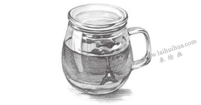 玻璃杯素描画法步骤图解09