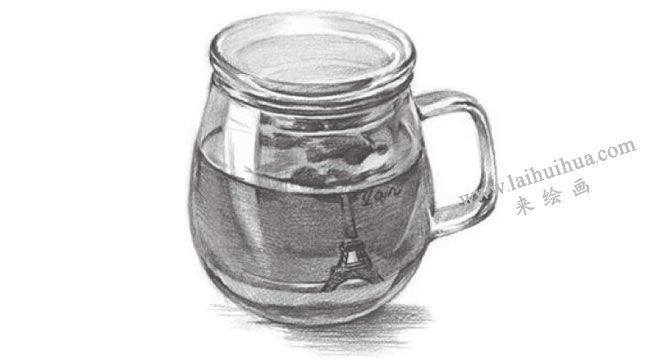 玻璃杯素描画
