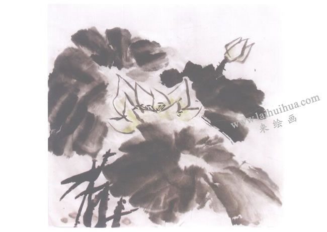 墨荷儿童水墨画法步骤05