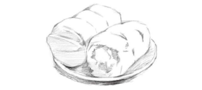 面包的素描画法步骤03