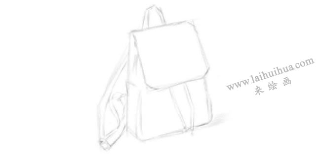 双肩背包的素描画法步骤02