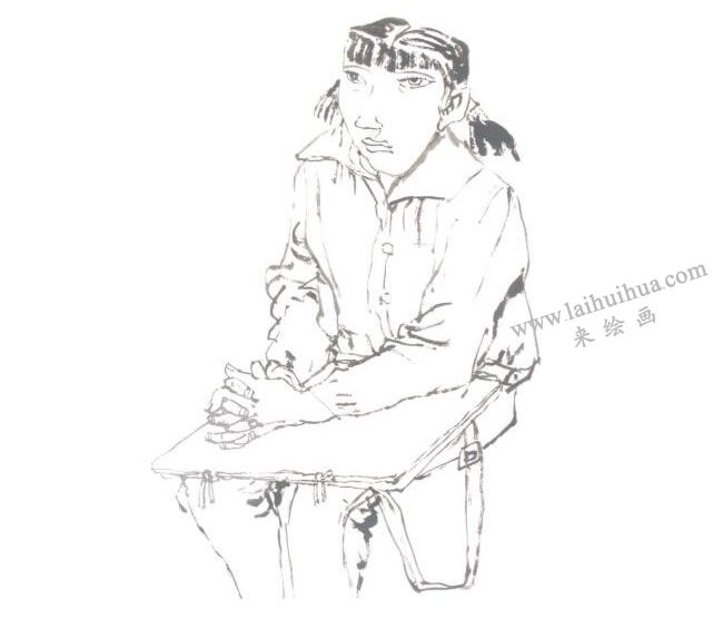 勾染法画人物儿童水墨画法步骤02