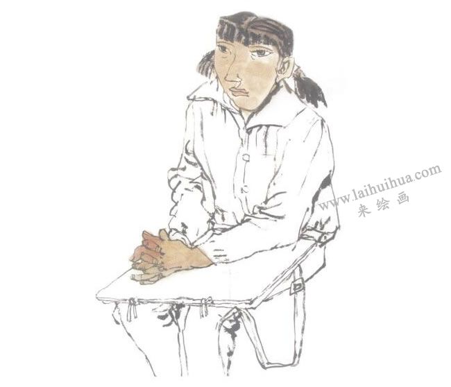 勾染法画人物儿童水墨画法步骤03