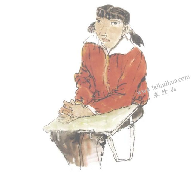 勾染法画人物儿童水墨画法步骤04