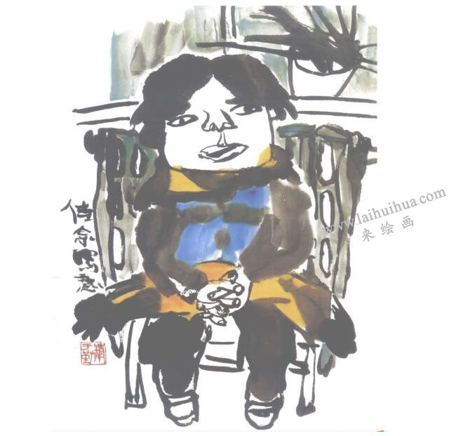 人物儿童水墨画作品