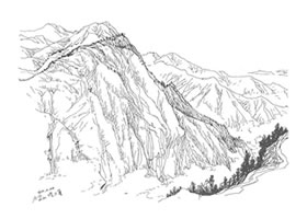 《通山九宫山》钢笔风景速写作画步骤