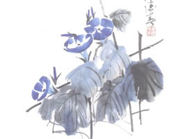 牵牛花儿童水墨画法（二）