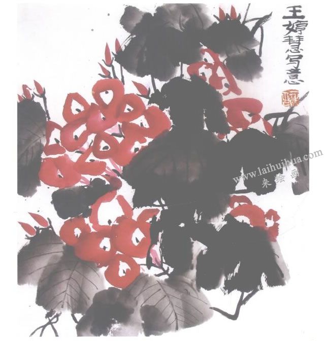 牵牛花儿童水墨画作品