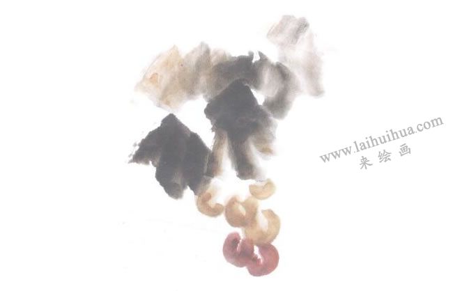 葡萄儿童水墨画法步骤03