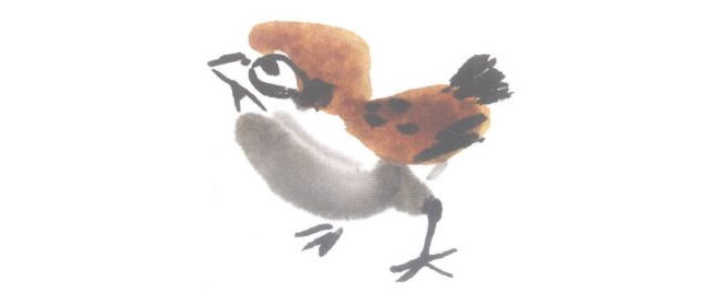 站式麻雀儿童水墨画法步骤05