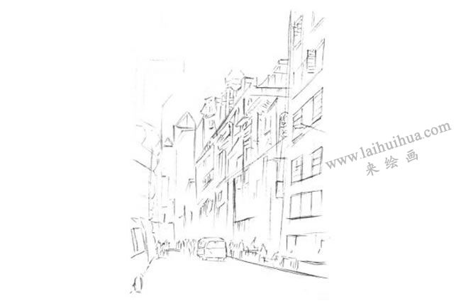 都市建筑的素描画法步骤02