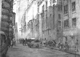 都市建筑的素描画法步骤