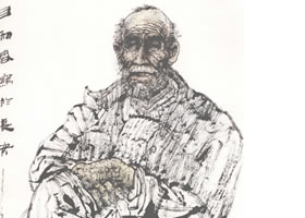 焦墨老汉写意人物画