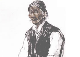 渭北老太太写意人物画