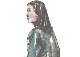 女模特儿写意人物画