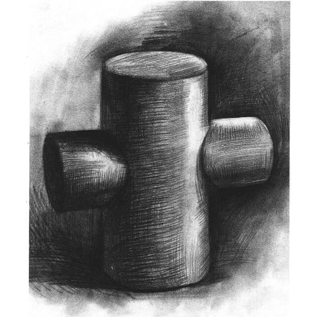 十字圆柱体的素描画法步骤