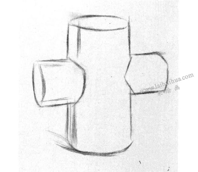 十字圆柱体的素描画法步骤02