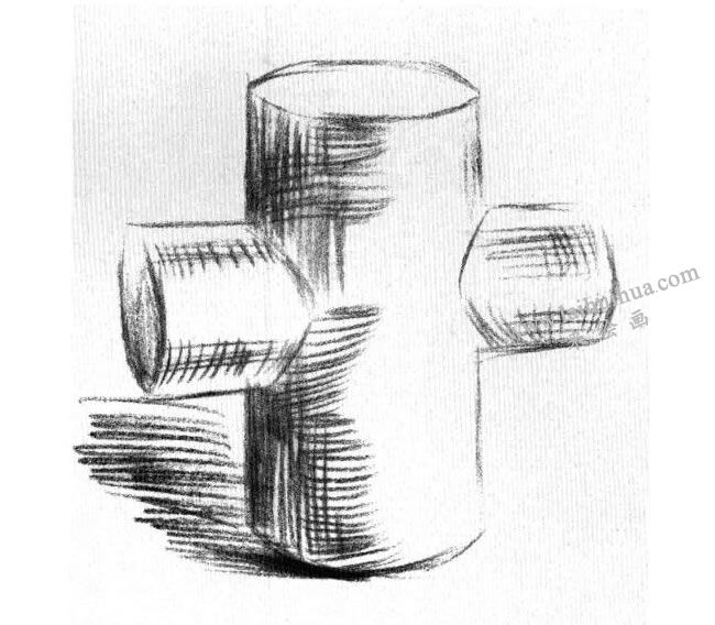 十字圆柱体的素描画法步骤03