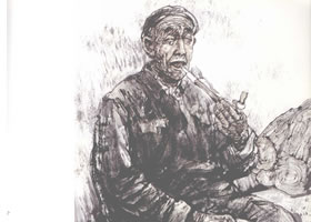 老人与狗写意人物画