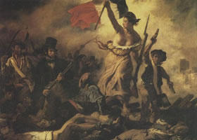 欧仁•德拉克洛瓦《自由女神引导着人民》名画