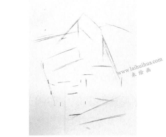 四个几何体组合素描写生作画步骤01
