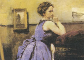 柯罗《蓝衣女郎》肖像名画