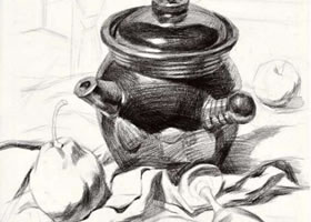 器皿类组合静物素描画法
