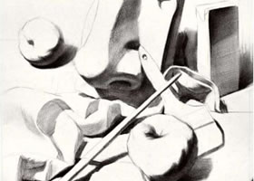 水果类组合静物素描画法
