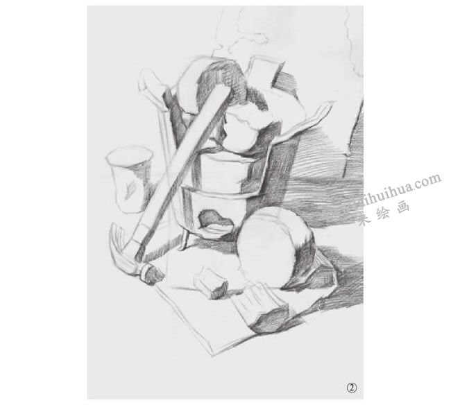 灶具素描画法步骤02