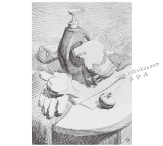 洗洁用品组合素描画法步骤03