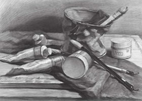 画具颜料组合素描画法
