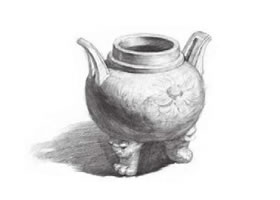 白瓷香炉素描画法