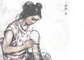 村姑写意人物画