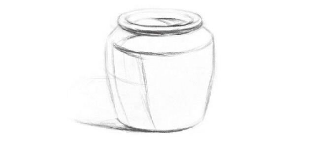 宽口陶罐素描画法步骤01