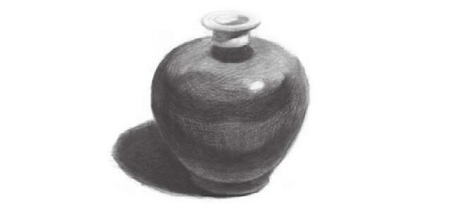 深釉瓷瓶素描画