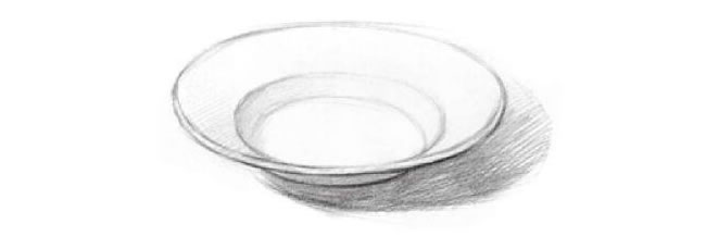 白瓷盘素描画法步骤02
