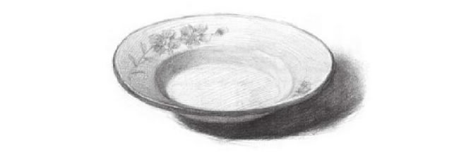 白瓷盘素描画
