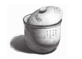白瓷罐素描画法